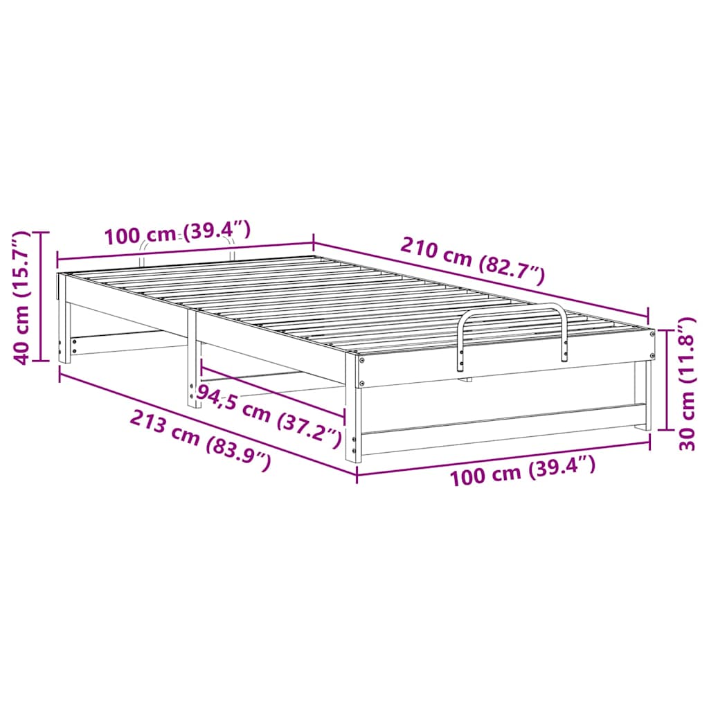 Bettgestell mit Tragegriffen Weiß Massivholz Kiefer